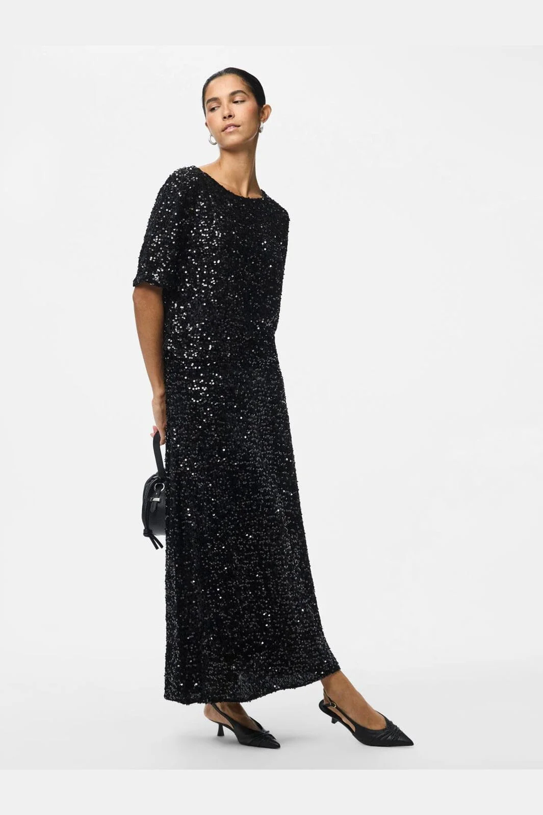 Pieces - Pckam Ankle Skirt - 4859014 Black Black Sequins - Image 6