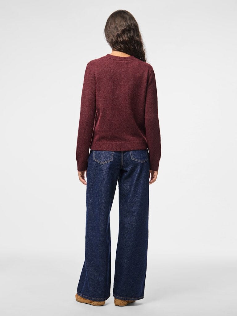 Pieces - Pcmalou Ls Knit Cardigan - 4864698 Tawny Port Melange - Image 5
