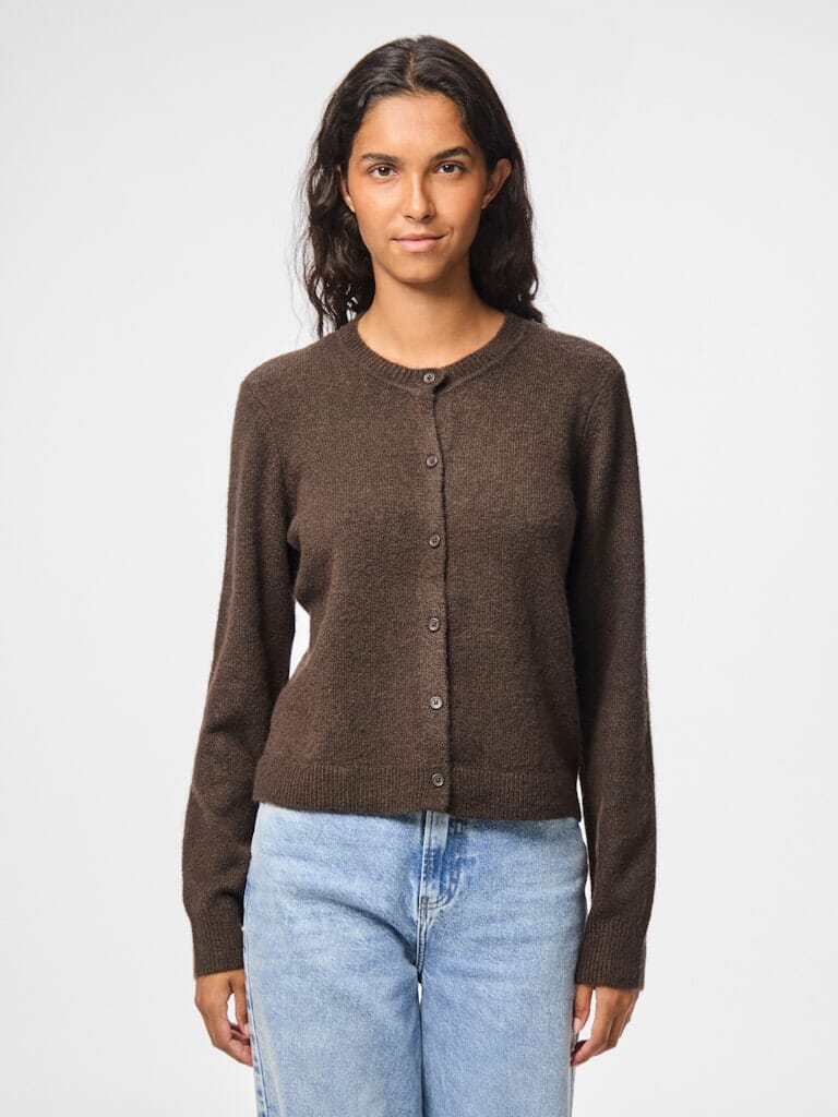 Pieces - Pcmalou Ls Knit Cardigan - 4864700 Hot Fudge Melange - Image 6