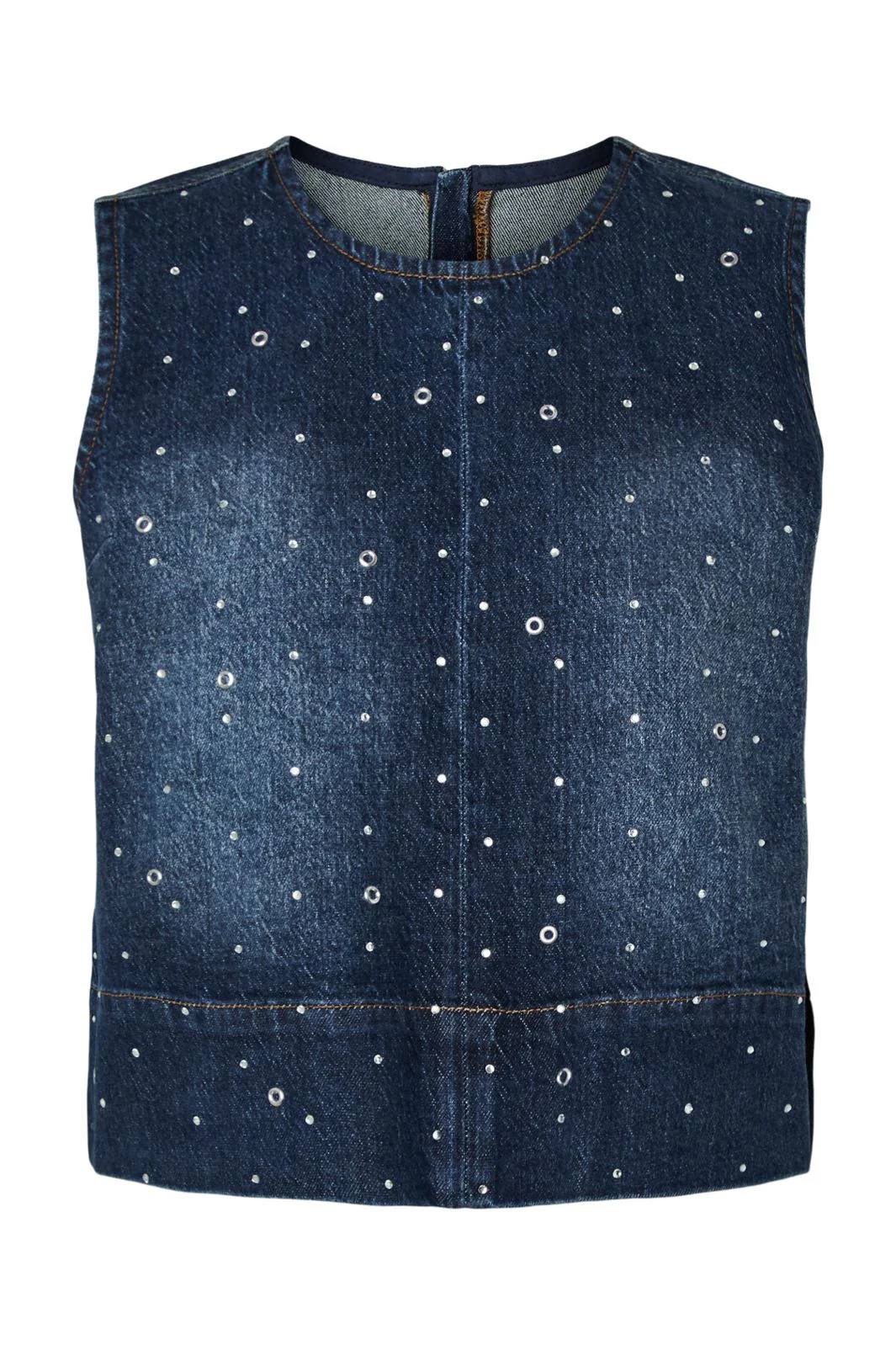 Pieces - Pcmerle Sl O-Neck Denim Top Fsy Pp - 5036181 Dark Blue Denim