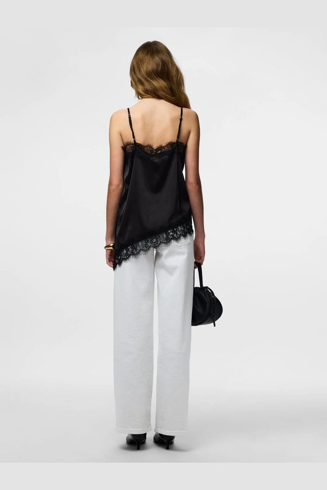 Pieces - Pcnomi Strap Satin Lace Top - 5072977 Black - Image 4