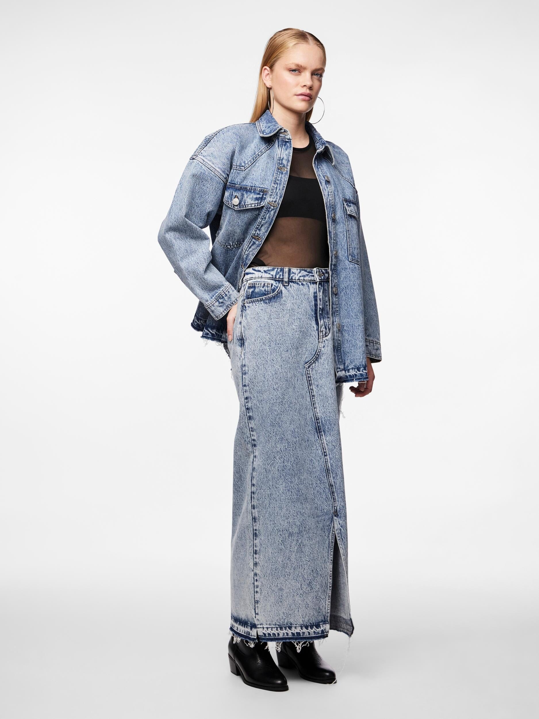 Pieces - Pcnora Ankle Skirt - 4499392 Medium Blue Denim - Image 3