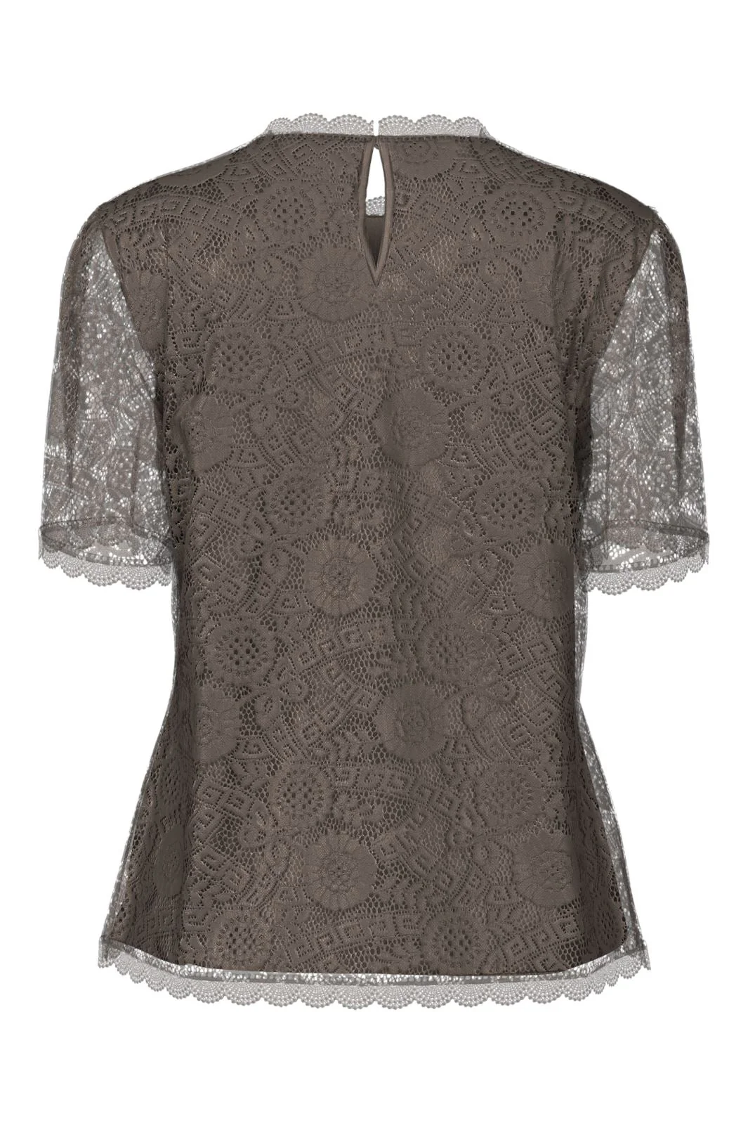 Pieces - Pcolline Ss Lace Top - 4532907 Morel - Image 2