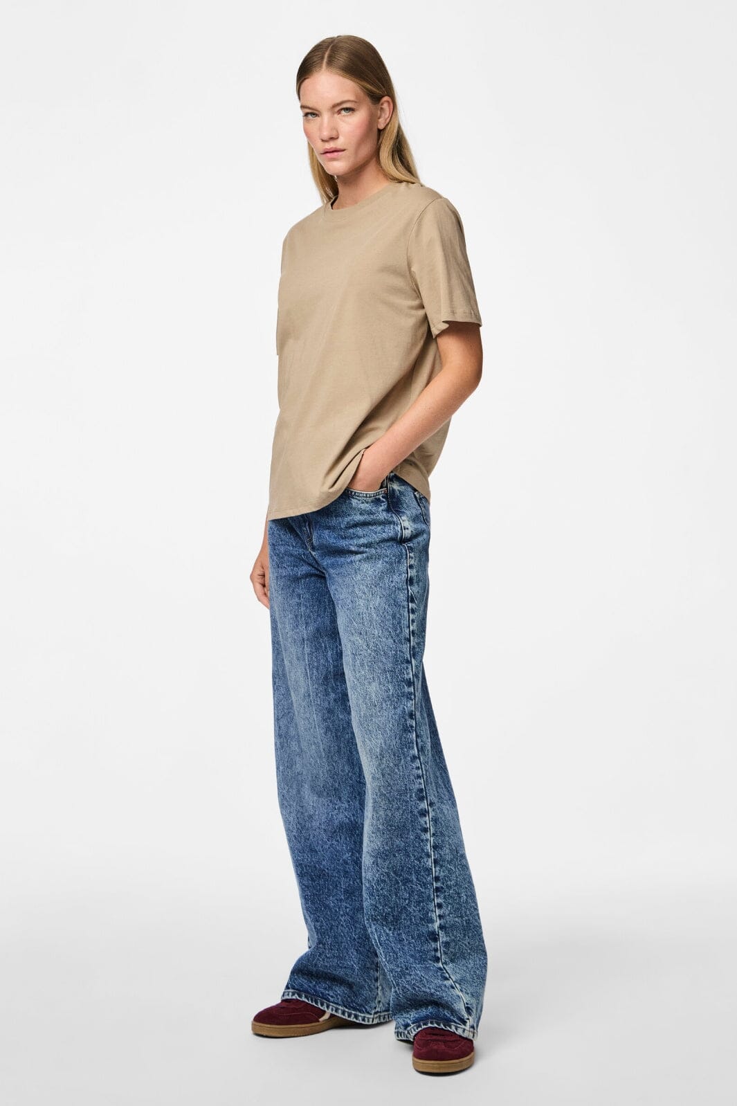 Pieces - Pcria Ss Solid Tee - 4280158 Silver Mink - Image 3