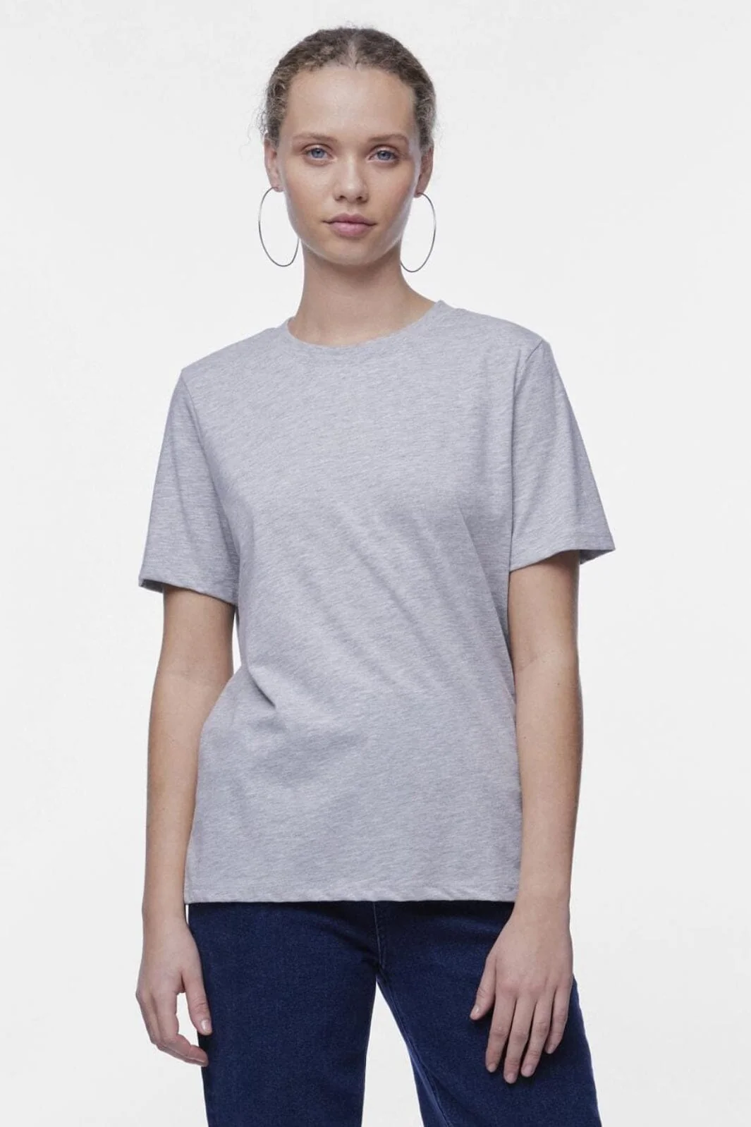 Pieces - Pcria Ss Solid Tee - 4287784 Light Grey Melange - Image 2