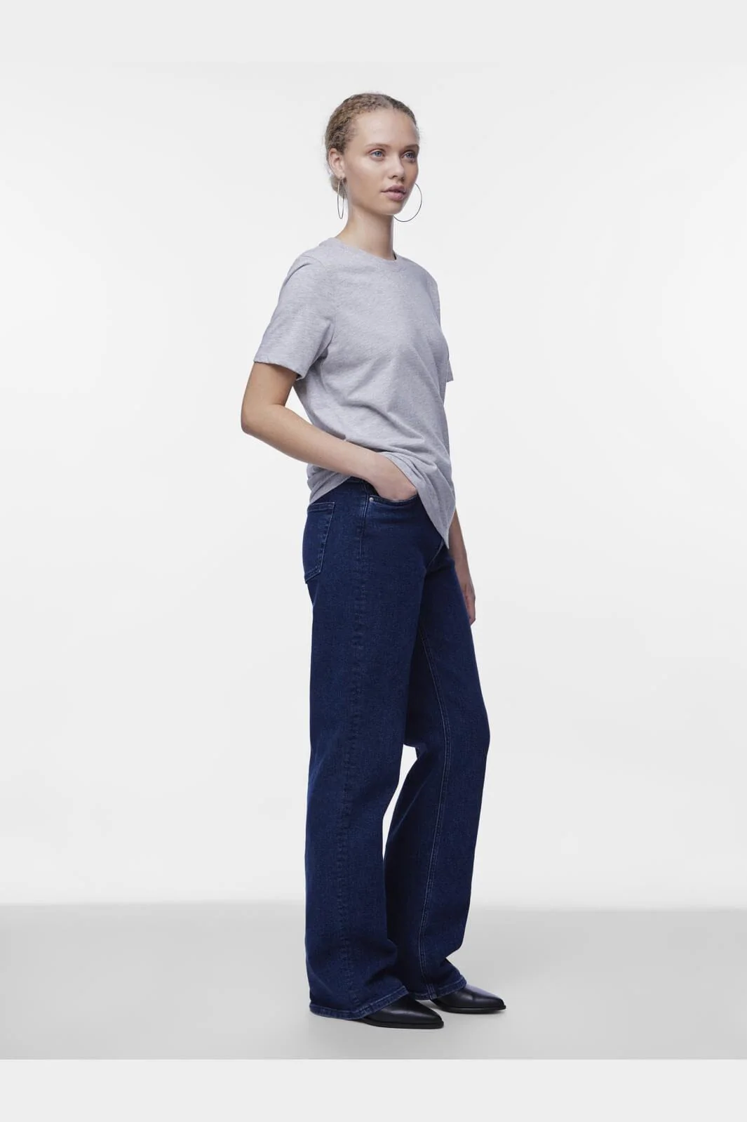 Pieces - Pcria Ss Solid Tee - 4287784 Light Grey Melange - Image 3