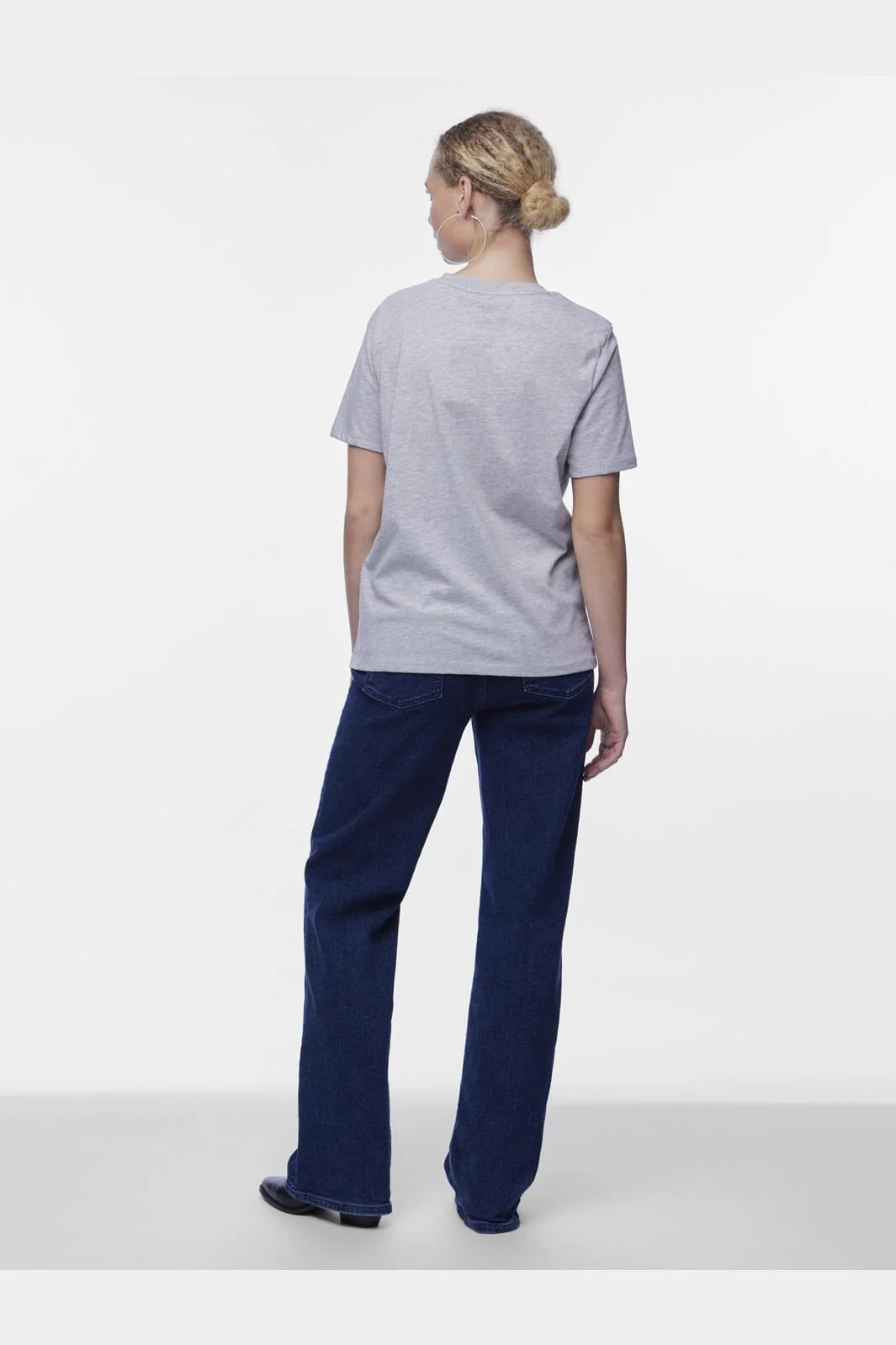 Pieces - Pcria Ss Solid Tee - 4287784 Light Grey Melange - Image 4
