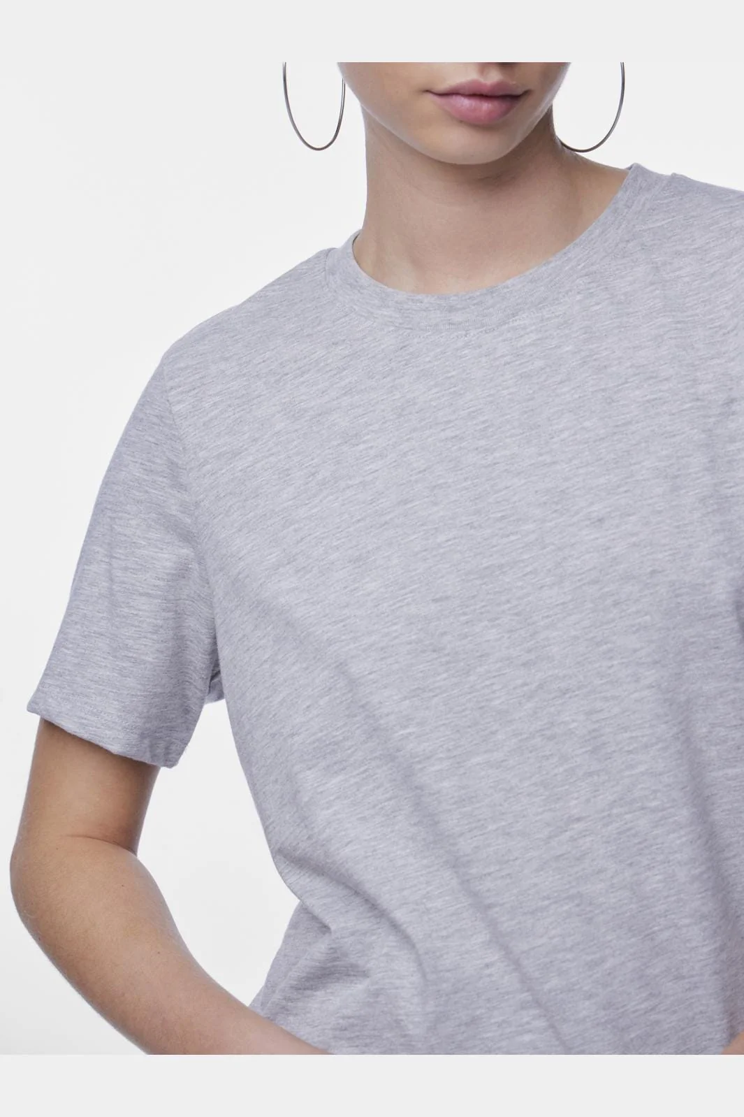 Pieces - Pcria Ss Solid Tee - 4287784 Light Grey Melange - Image 7