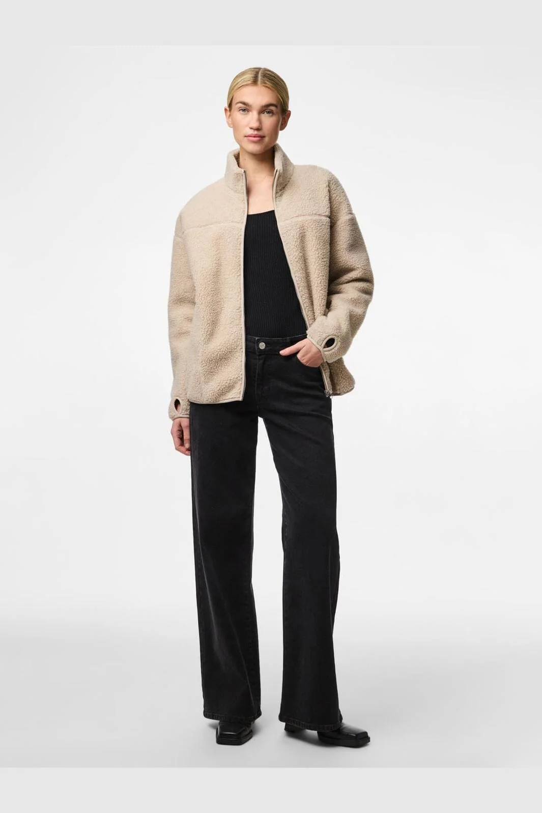 Pieces - Pcsadia Ls Teddy Jacket - 4640680 Silver Gray - Image 3
