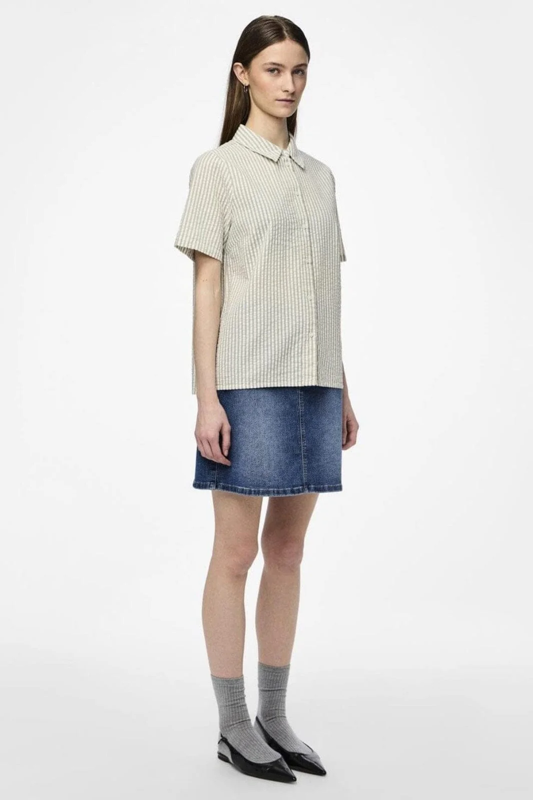 Pieces - Pcsally Ss Shirt - 4497645 Tea Cloud Dancer - Image 4