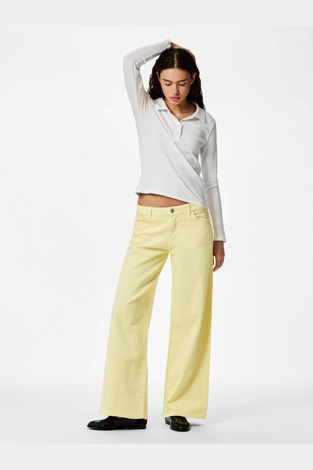 Pieces - Pcselma Lw Wide Colored Jeans - 4985324 French Vanilla - Image 3