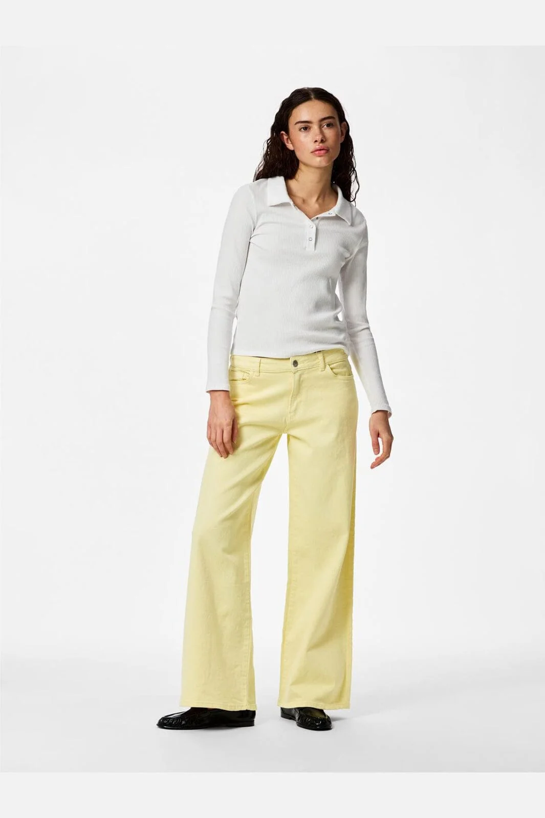 Pieces - Pcselma Lw Wide Colored Jeans - 4985324 French Vanilla - Image 6