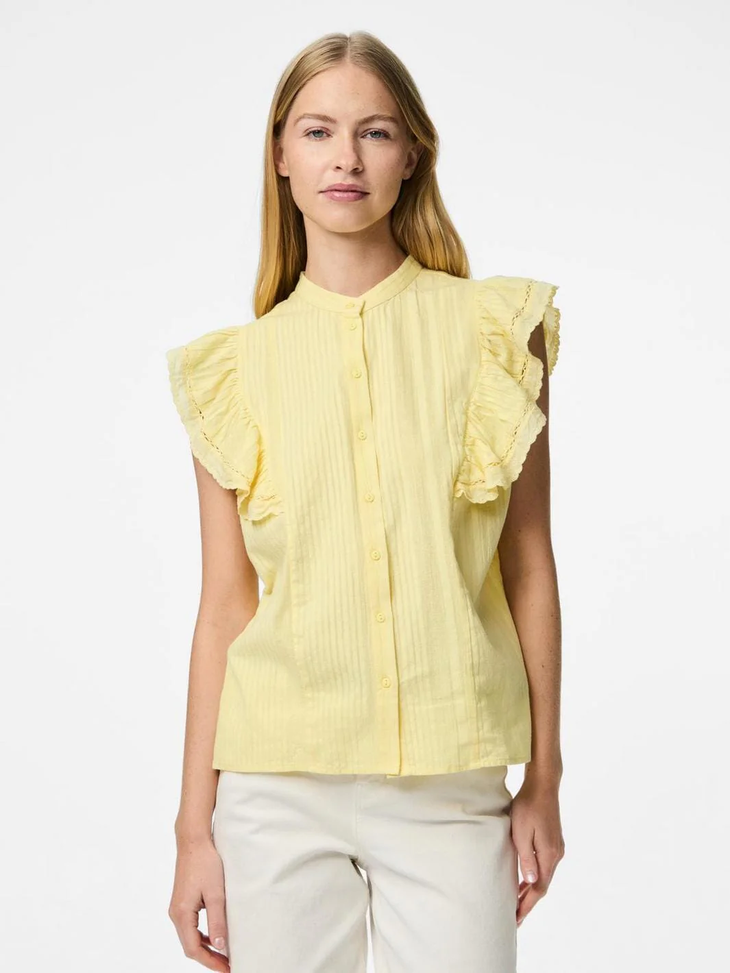 Pieces - Pcsikka Sl Shirt Mpa - 4699237 Pale Banana - Image 2