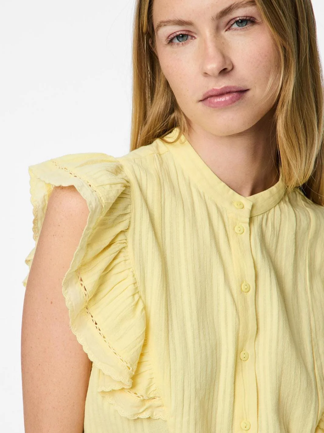 Pieces - Pcsikka Sl Shirt Mpa - 4699237 Pale Banana - Image 3