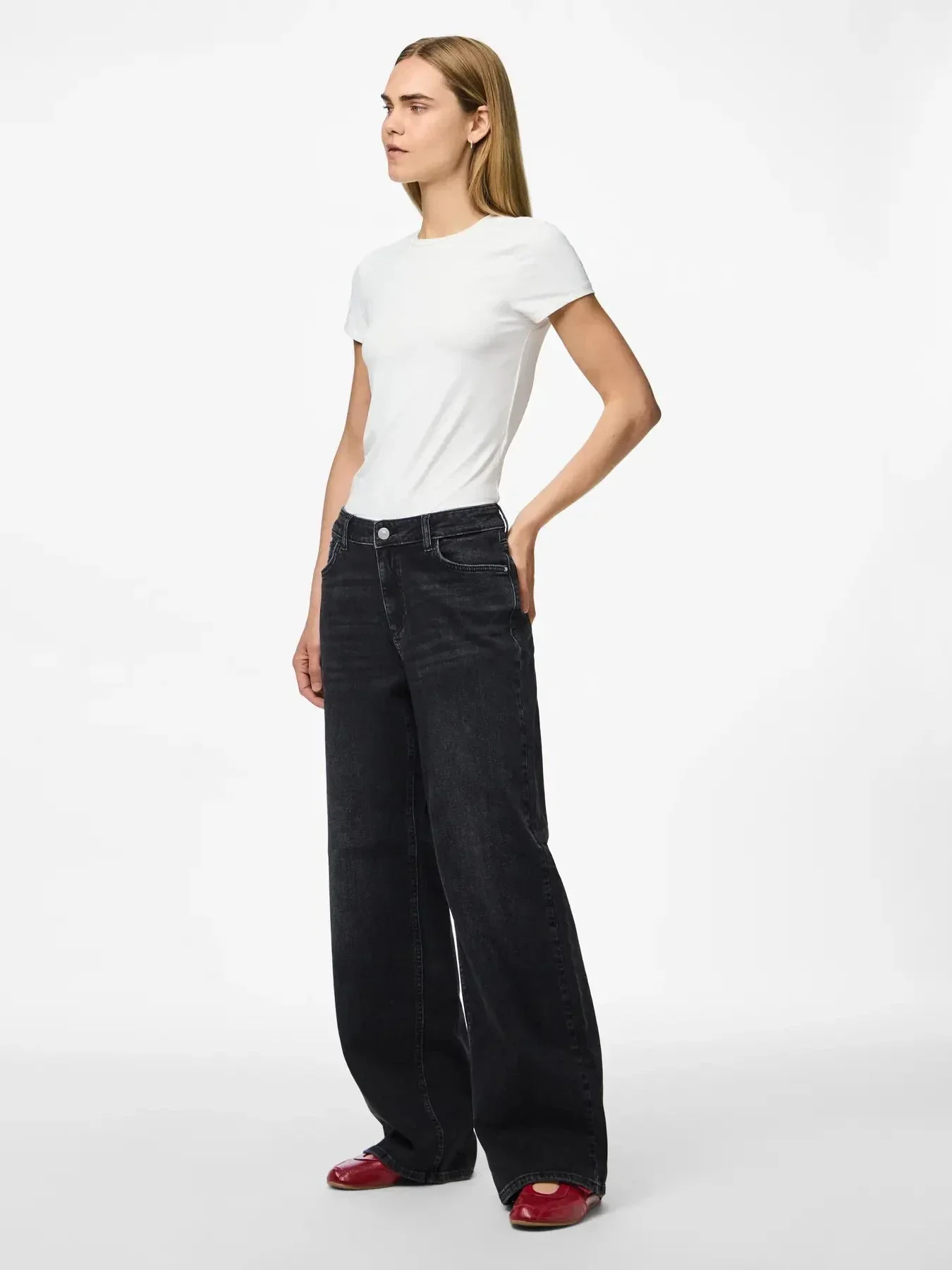 Pieces - Pcsilke Wide Jeans Bl - 4864053 Black Denim - Image 5