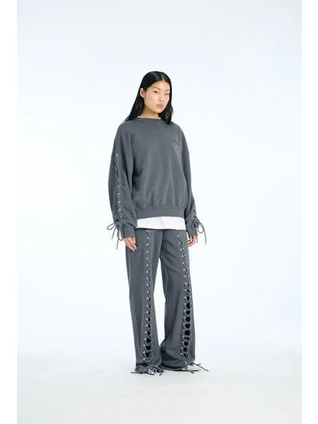Rotate - Lacing Crewneck 1154681205 - 1205 Gray Pinstripe - Image 3