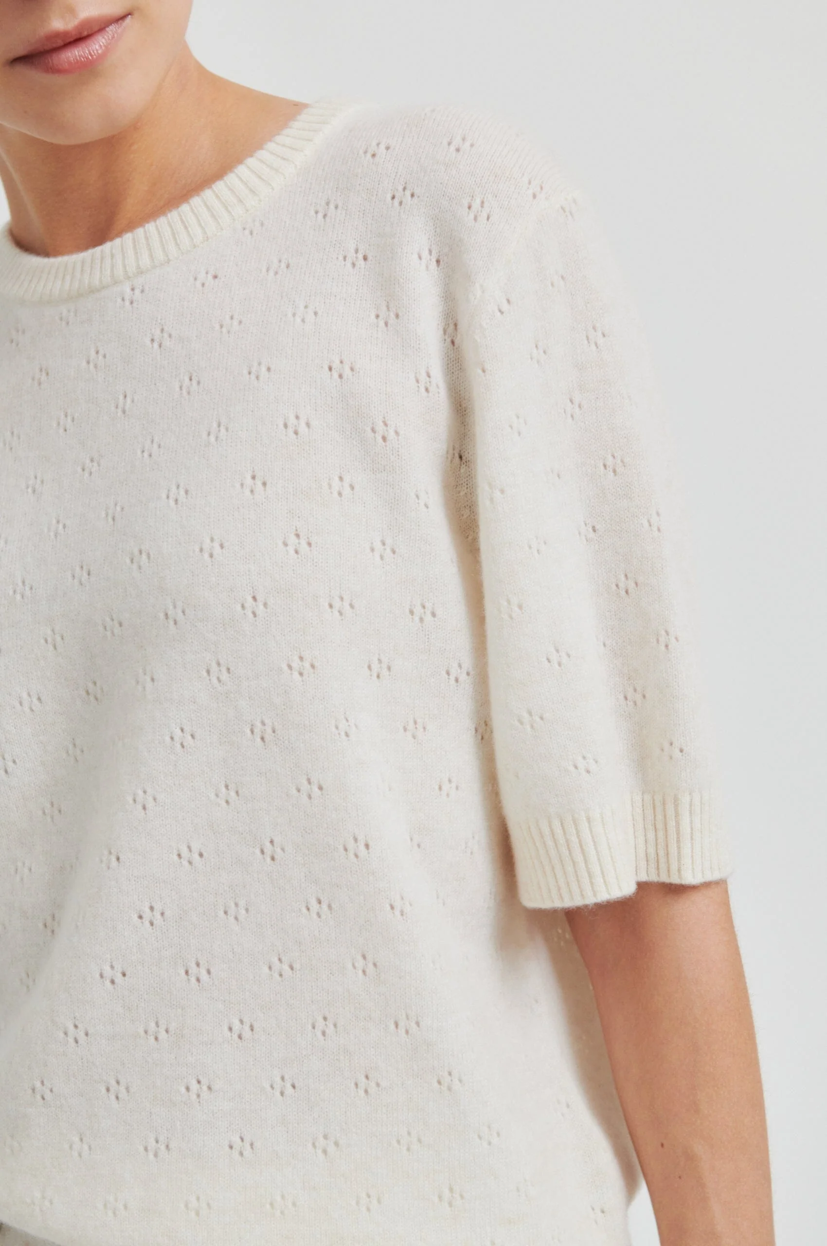 Second Female - Amala Knit SS O-Neck 60583 - 0508 Tofu - Image 3