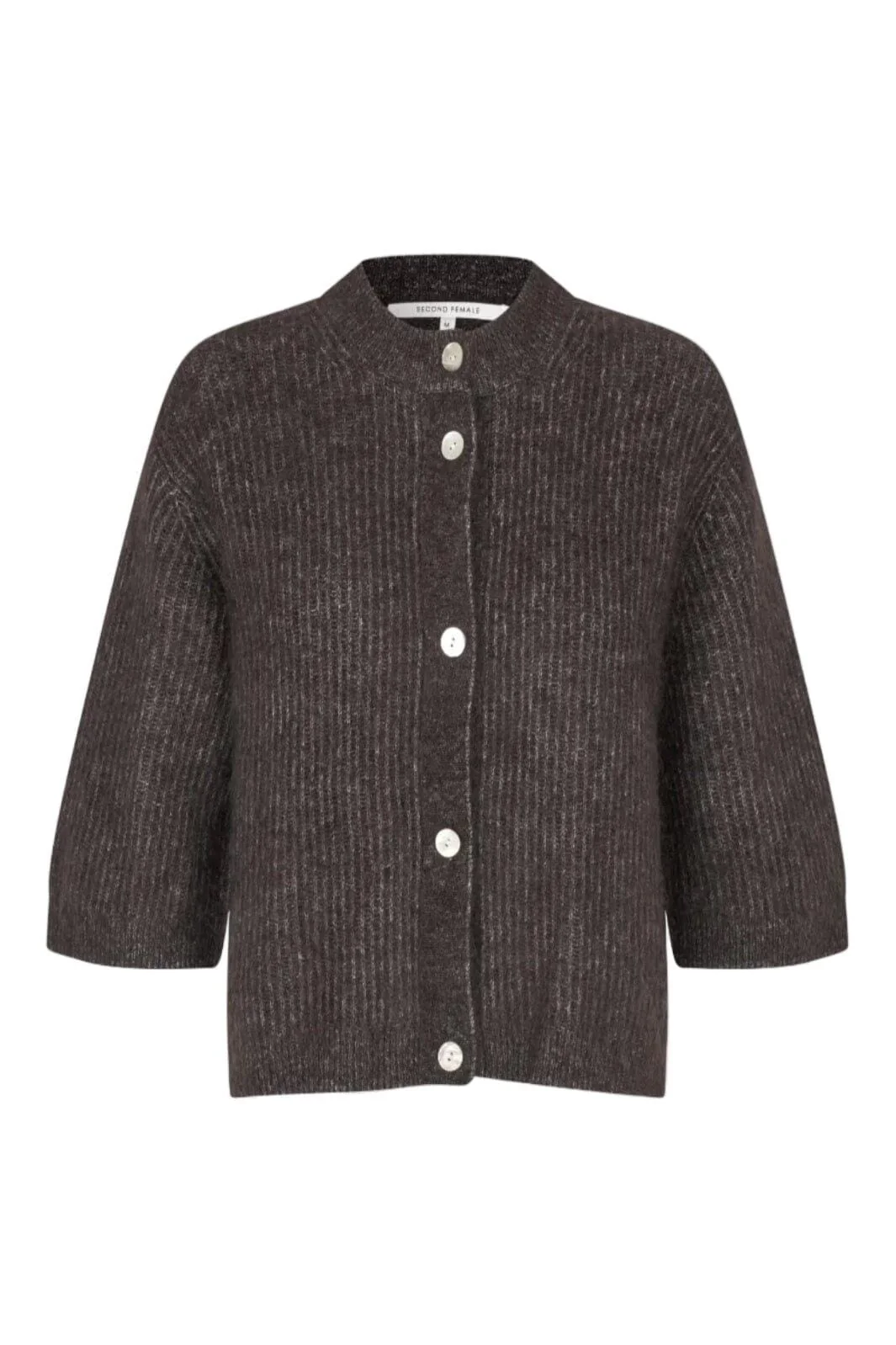 Second Female - Andrea Knit Rib Cardigan 58367 - 6150 Chocolate Torte