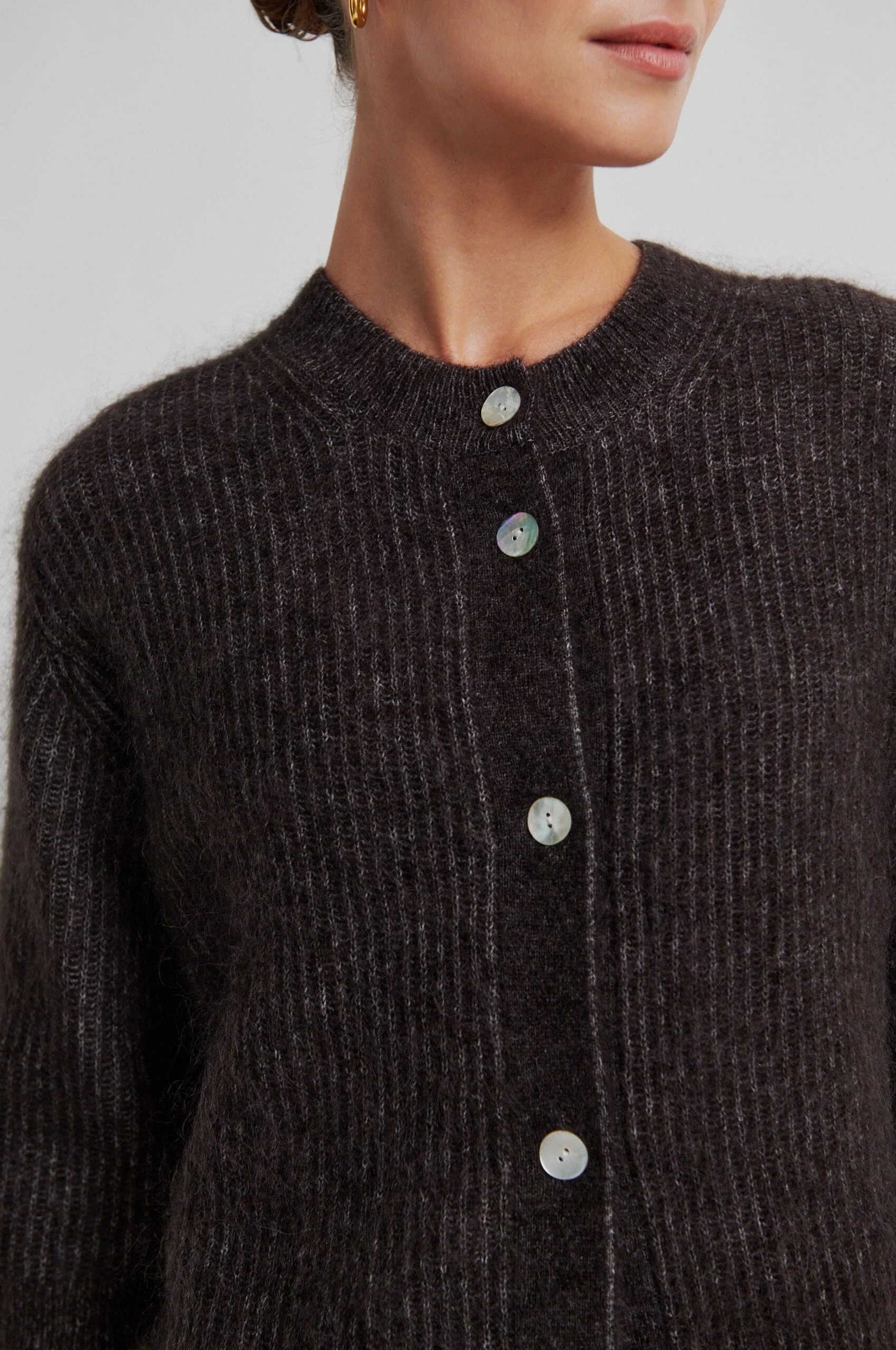 Second Female - Andrea Knit Rib Cardigan 58367 - 6150 Chocolate Torte - Image 3