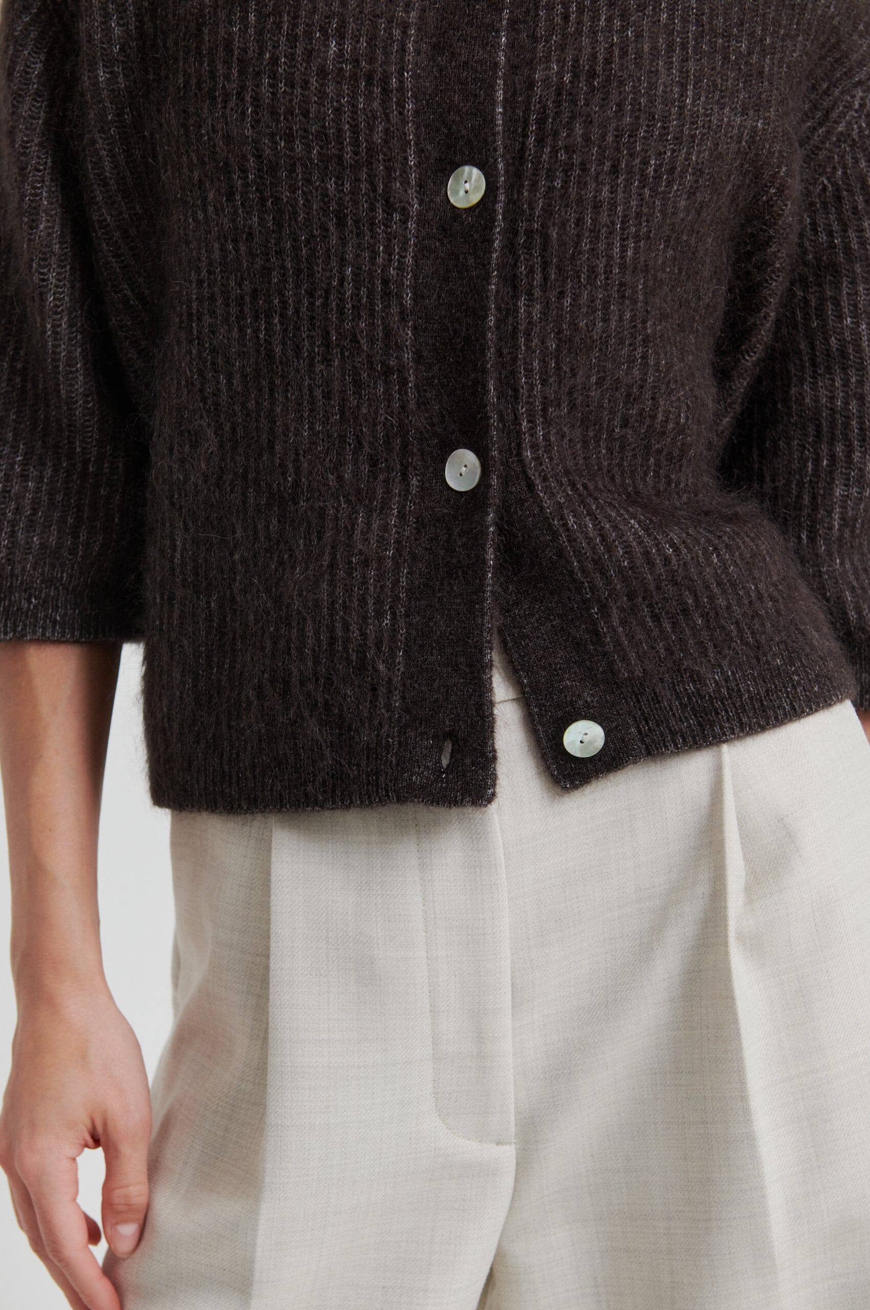 Second Female - Andrea Knit Rib Cardigan 58367 - 6150 Chocolate Torte - Image 5