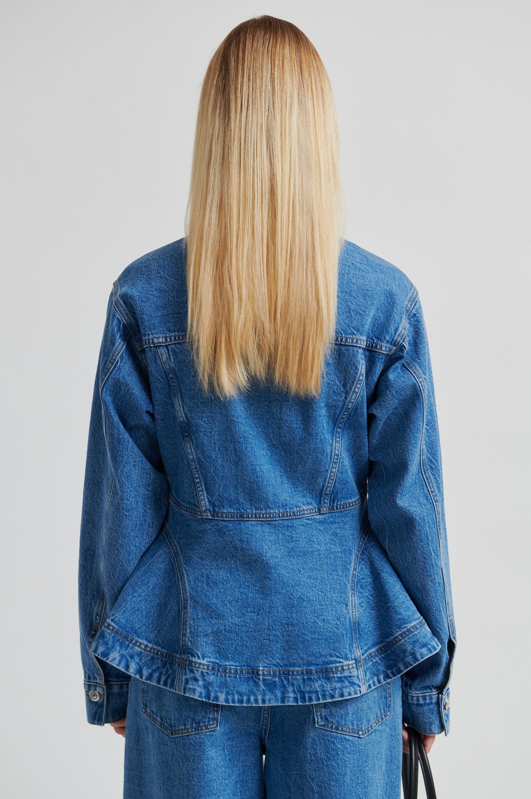 Second Female - Belton Peplum Denim Jacket 60444 - 5997 Blue denim - Image 5