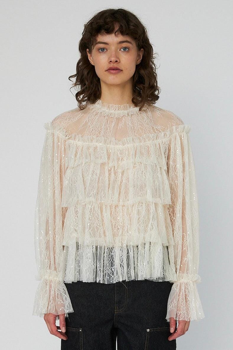 Stella Nova - Sheer Frill Lace Blousels54-2504 - 029 Creme