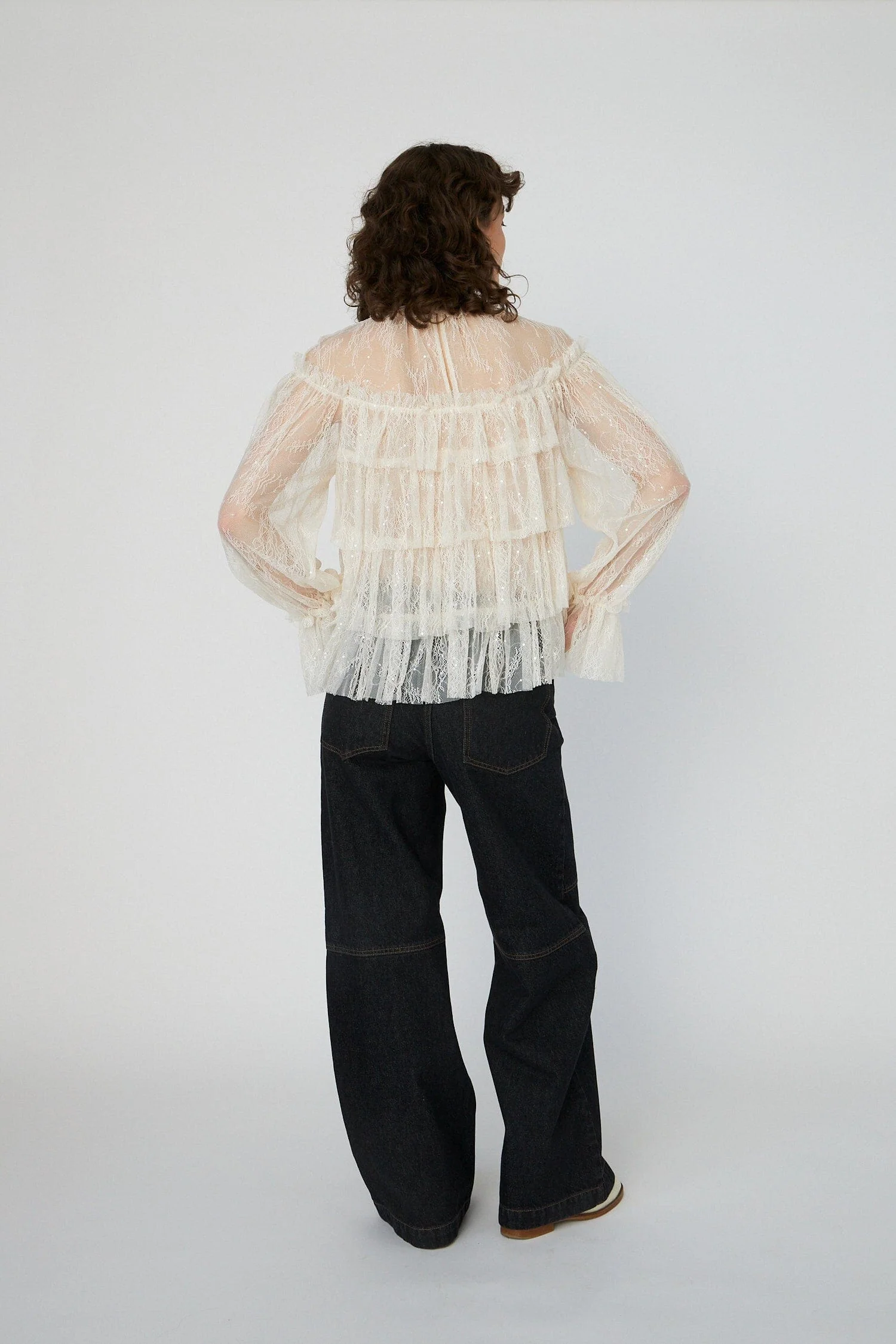 Stella Nova - Sheer Frill Lace Blousels54-2504 - 029 Creme - Image 4