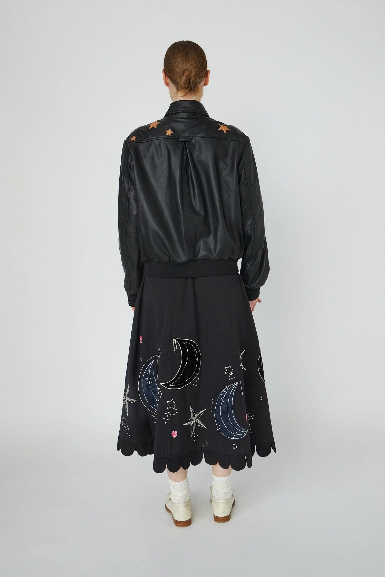 Stella Nova - Starlight Leather Bomber Jacketsl54-7328 - 999 Black - Image 4