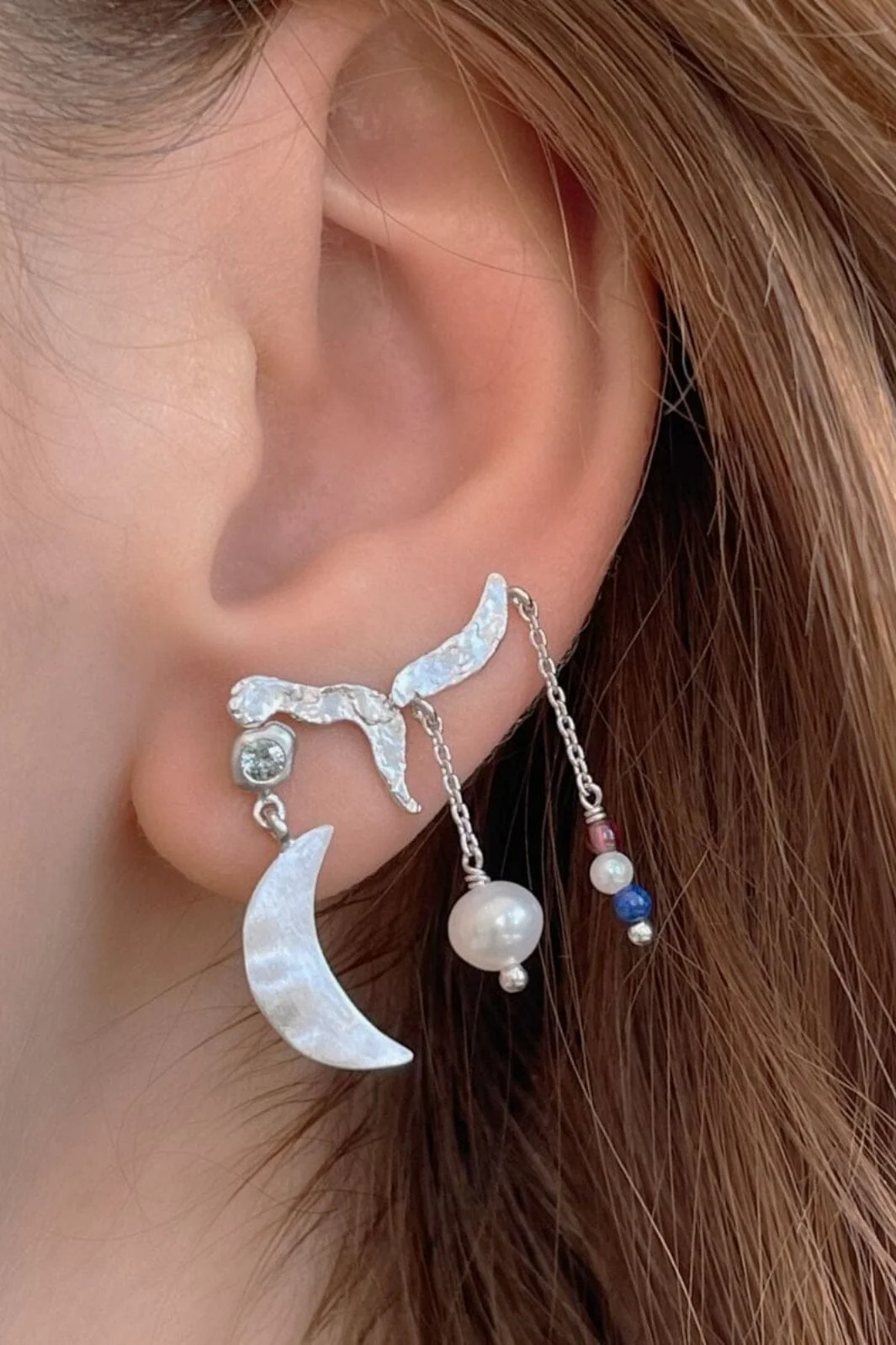 Stine A - Big Dot Bella Moon With Blue Lagune Stone - Silver - 1307-00-Blue Lagune - Image 2