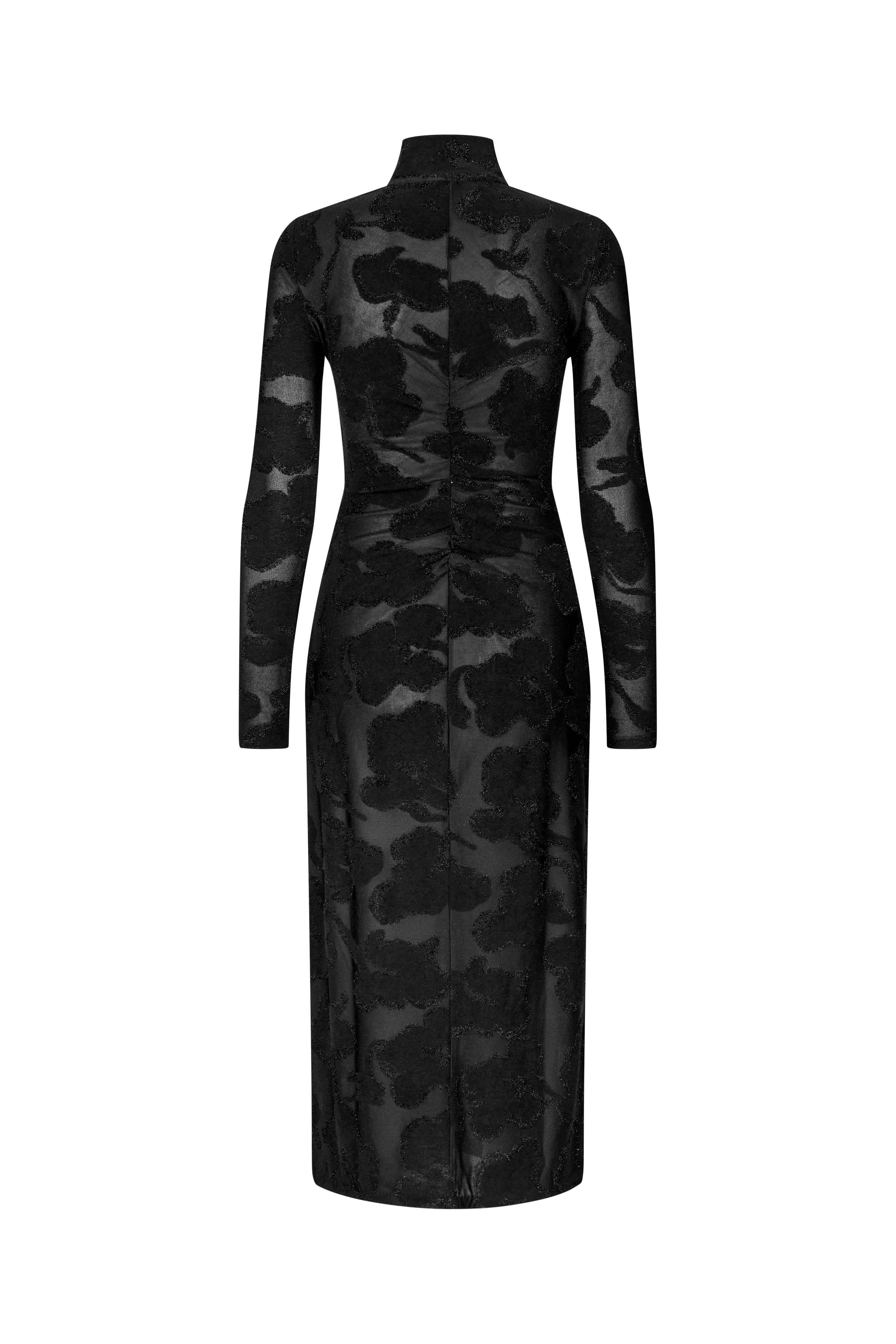 Stine Goya - 2246 Lurex Jersey, Long Sleeve Zip Dresssg-ps26-d025-2246 - Black Petunias - Image 4
