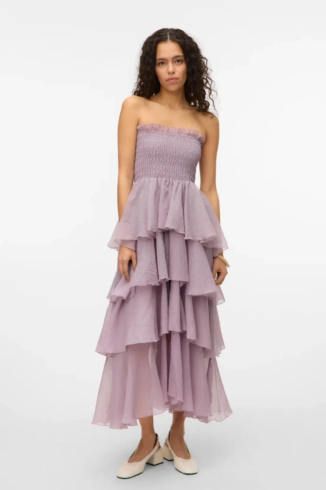 Vero Moda - Vmdelilah Sl Smock Ruffle Dress - 4830817 Elderberry - Image 2
