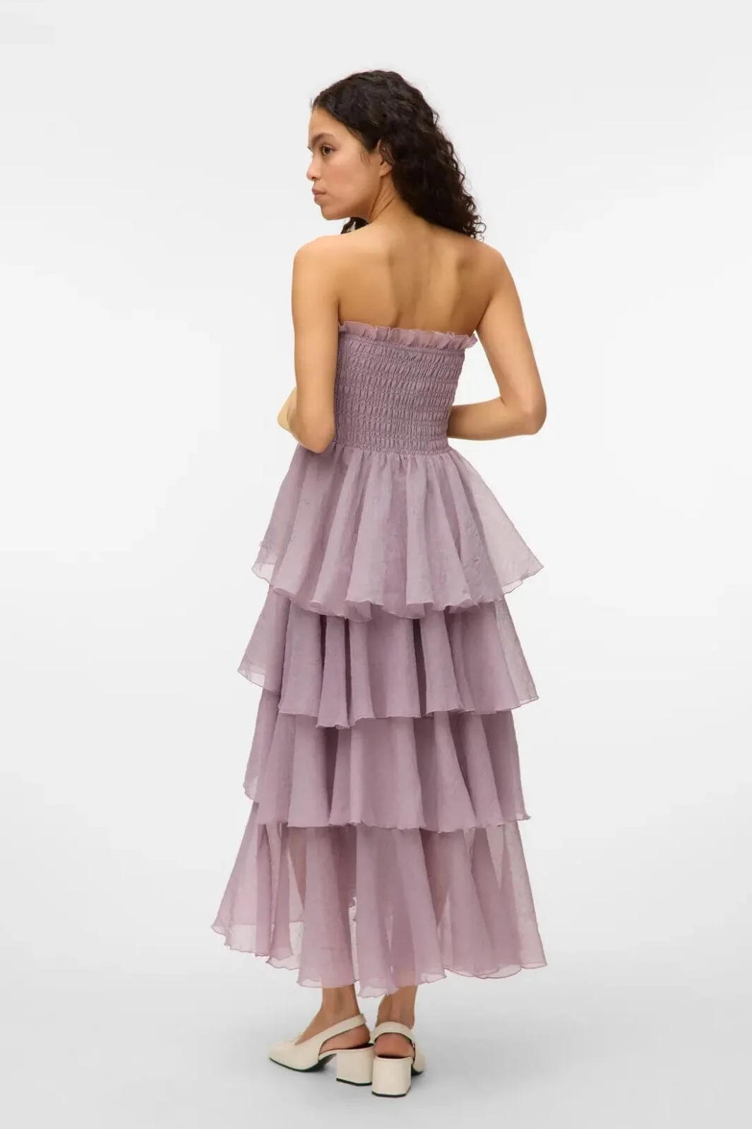 Vero Moda - Vmdelilah Sl Smock Ruffle Dress - 4830817 Elderberry - Image 4