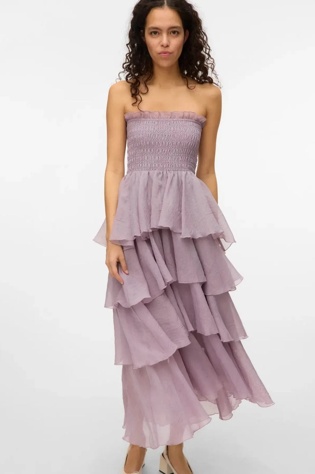 Vero Moda - Vmdelilah Sl Smock Ruffle Dress - 4830817 Elderberry - Image 5