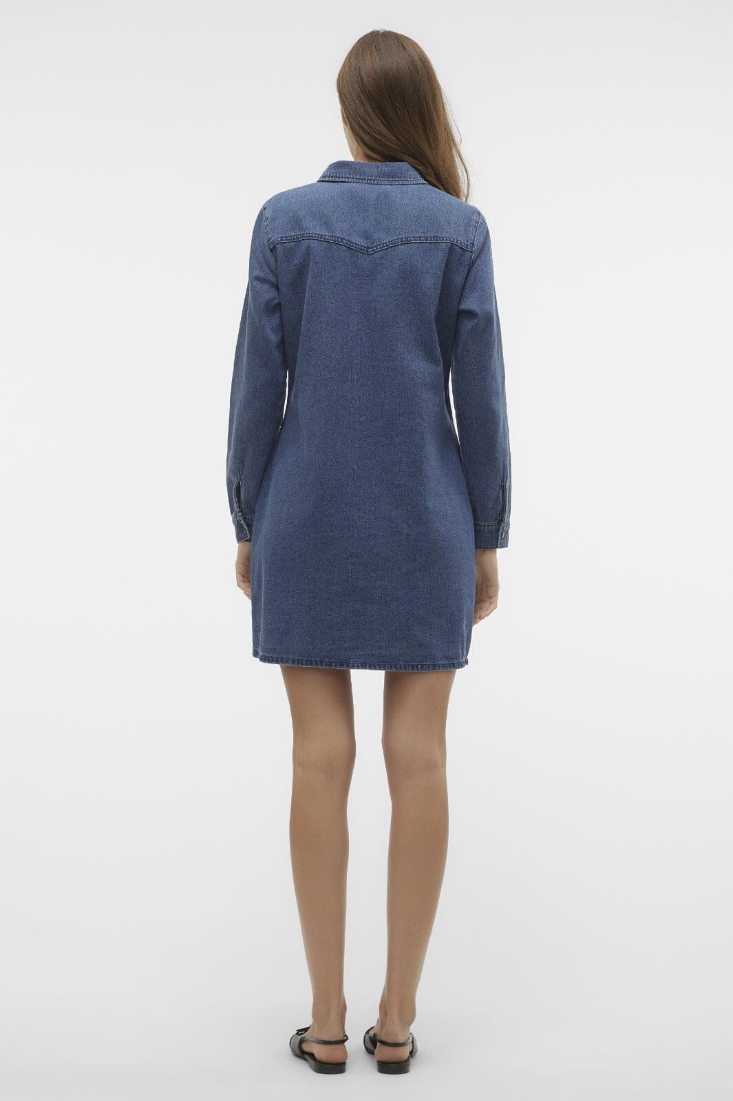 Vero Moda - Vmjennie Ls Short Denim Dress Mix - 4536351 Medium Blue Denim - Image 3