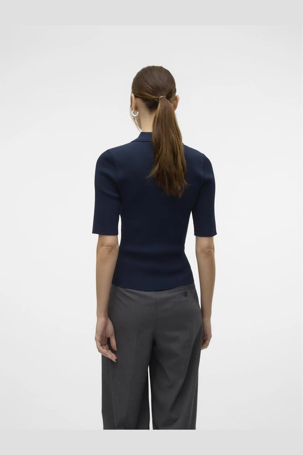 Vero Moda - Vmpearl 2/4 Poloneck Pullover Prm - 4704770 Navy Blazer W. Silver Buttons - Image 3