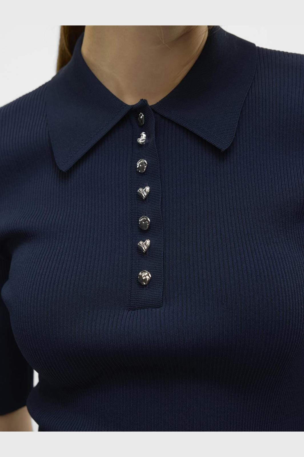 Vero Moda - Vmpearl 2/4 Poloneck Pullover Prm - 4704770 Navy Blazer W. Silver Buttons - Image 9