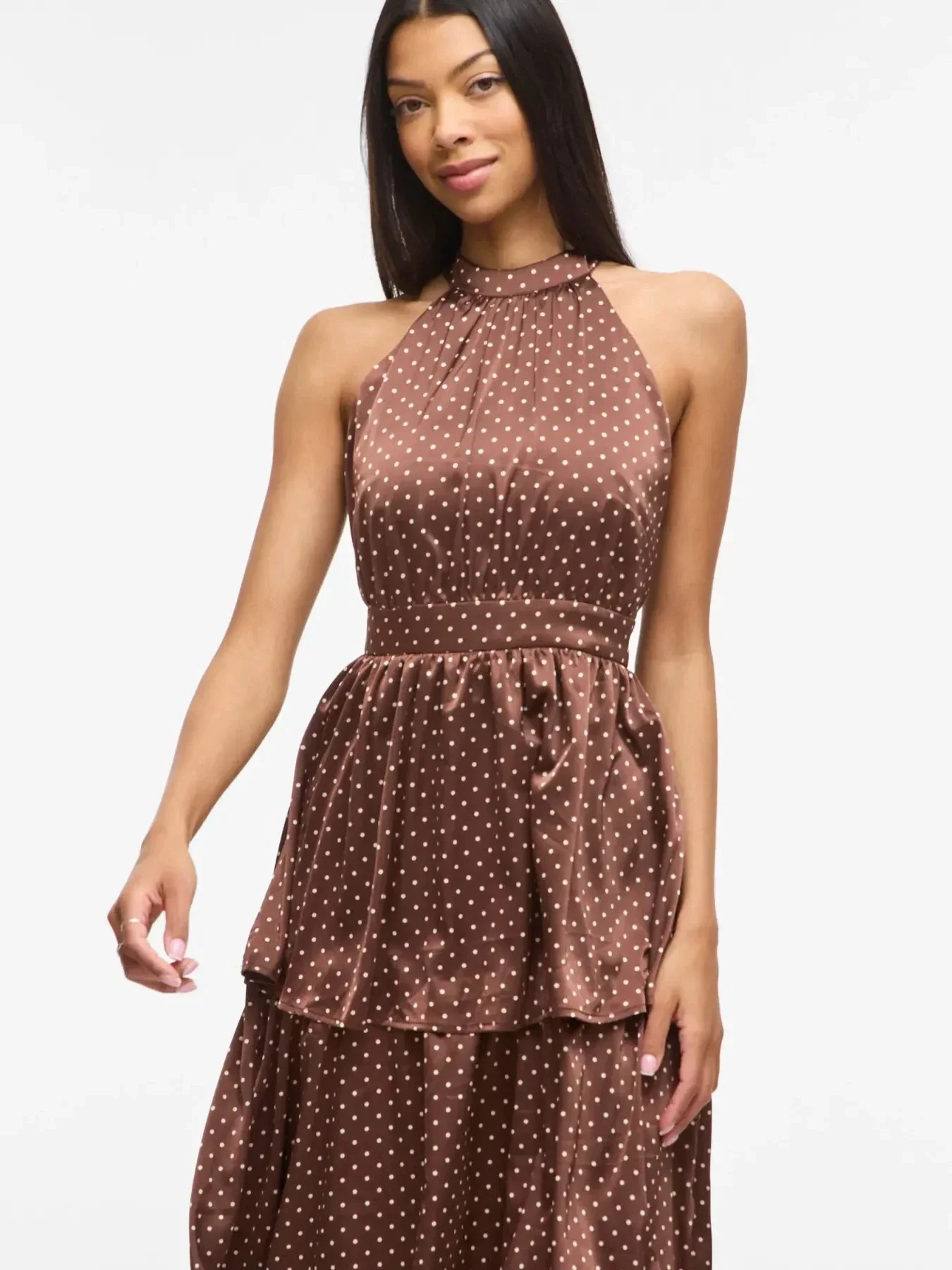 Vila - Vikimmie Halterneck Ankle Dress/Dc/Ka - 4999019 Shaved Chocolate Dots - Image 6