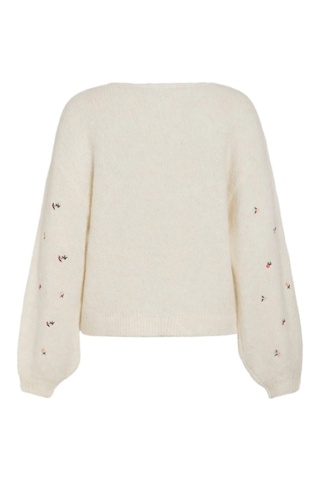 Vila - Vimarley L/S Emb Knit Pullover - 5126047 Egret Small Flower Emb - Image 2