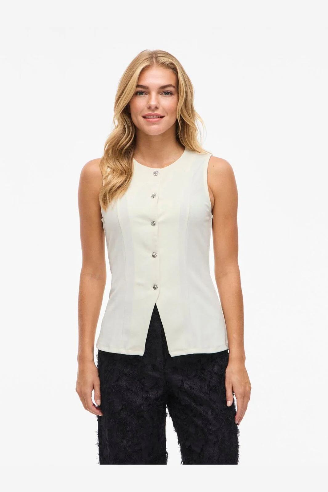 Vila - Vimerlano O-Neck S/L Vest - 4904180 Birch - Image 2