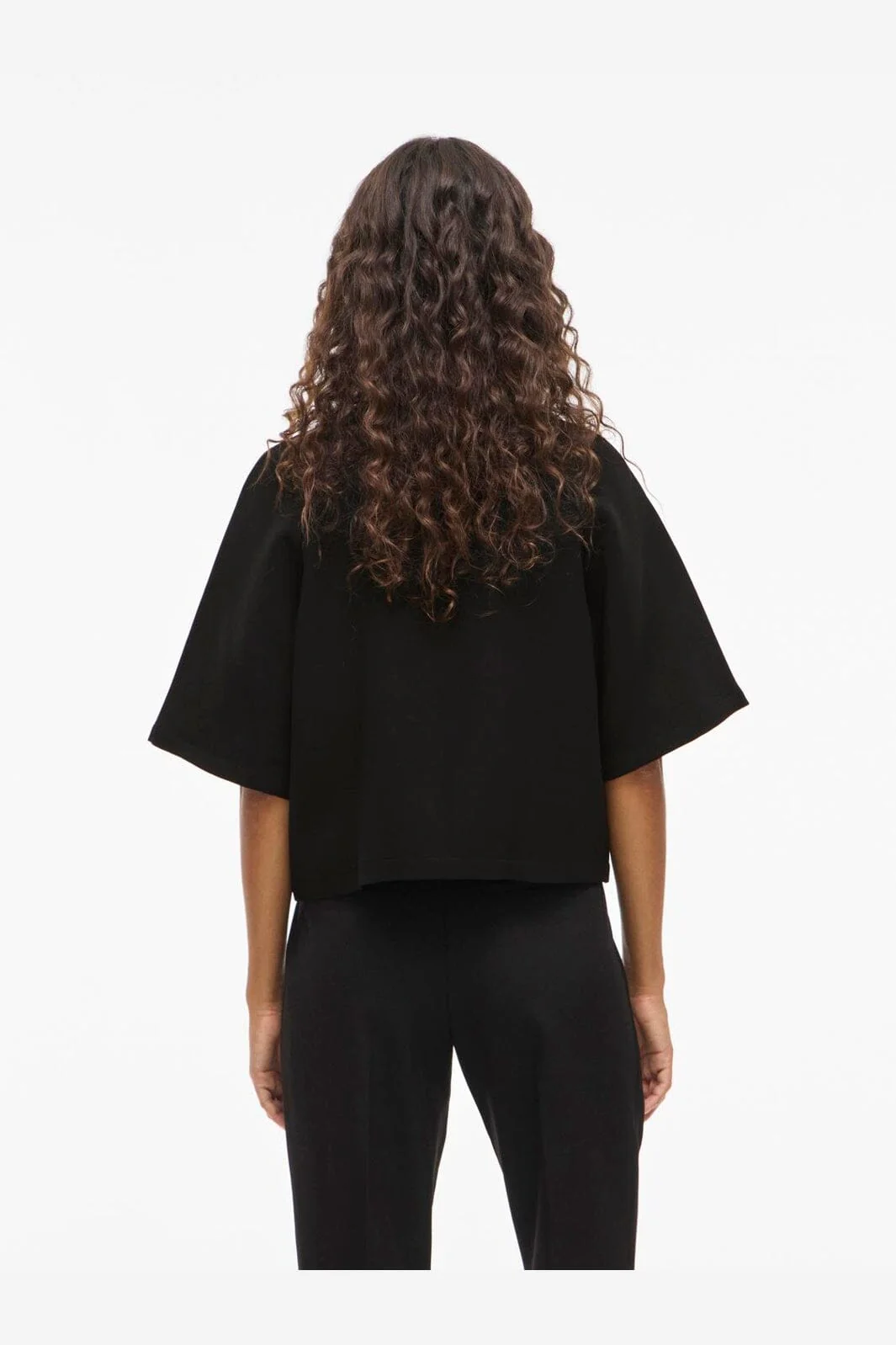 Vila - Visabby 2/4 Open Short Top - 4810886 Black Beauty - Image 4