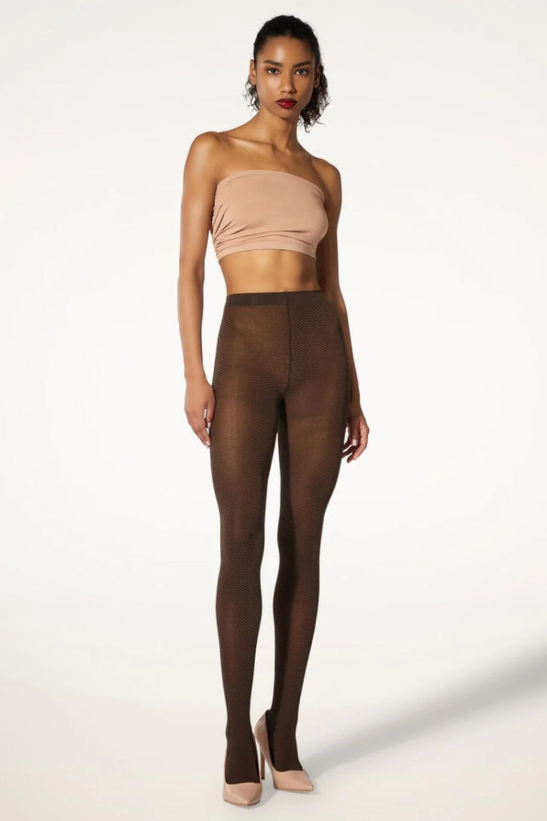 Wolford - Jacquard Tights - 9952 Umber/black - Image 4