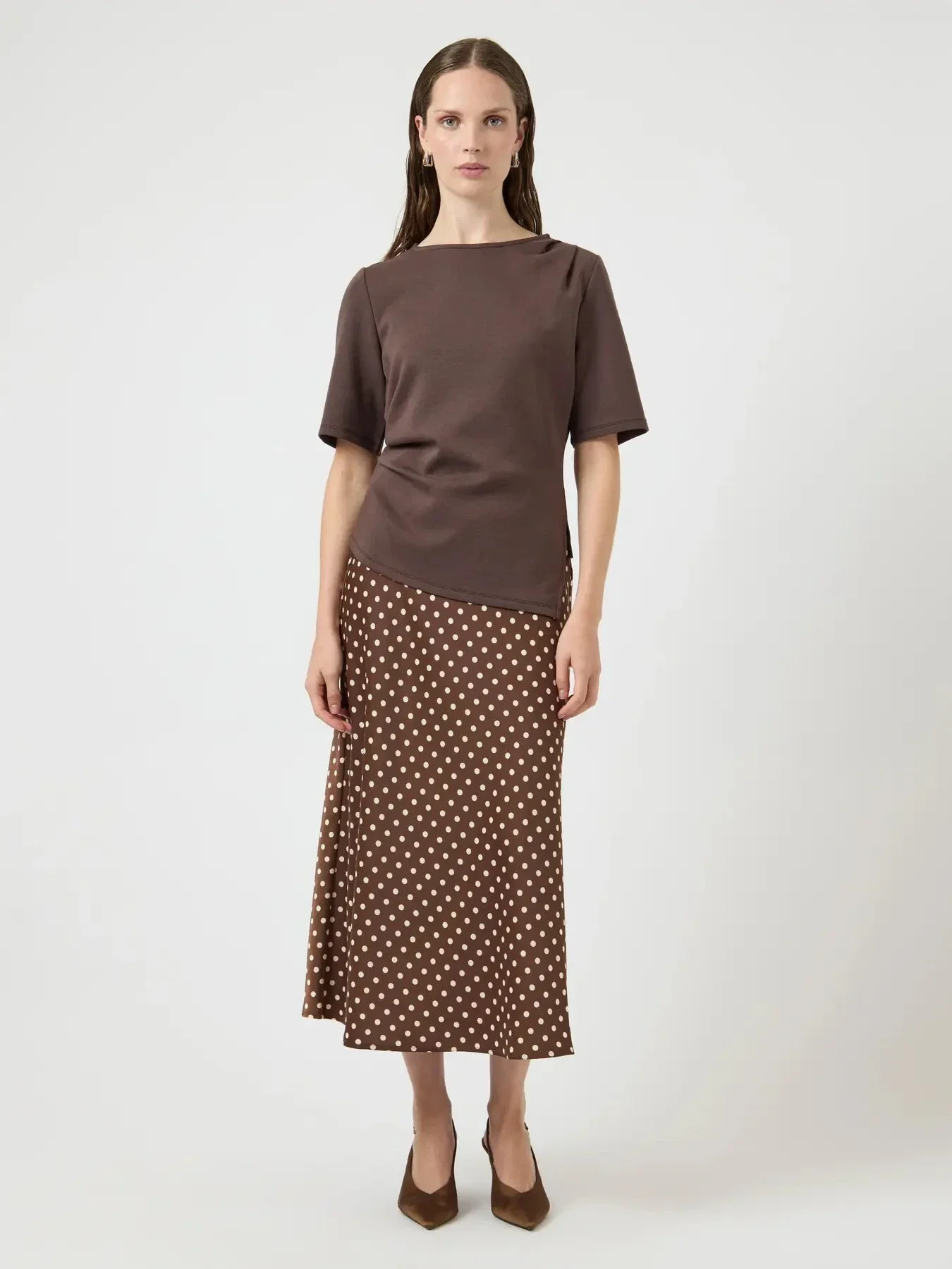 YAS - Yaspella Midi Skirt - 5084717 Pinecone Ecru Dots - Image 2