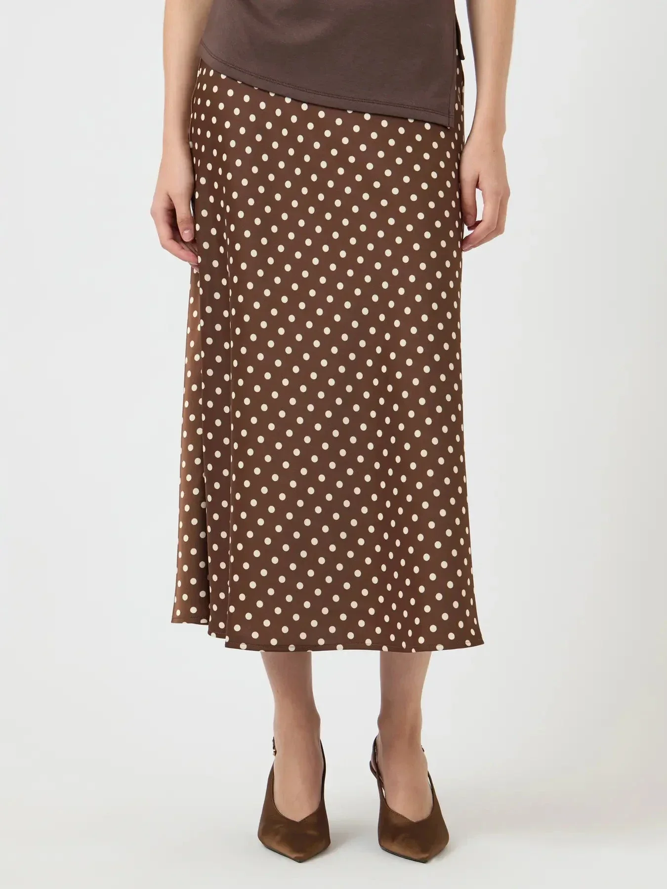 YAS - Yaspella Midi Skirt - 5084717 Pinecone Ecru Dots - Image 4