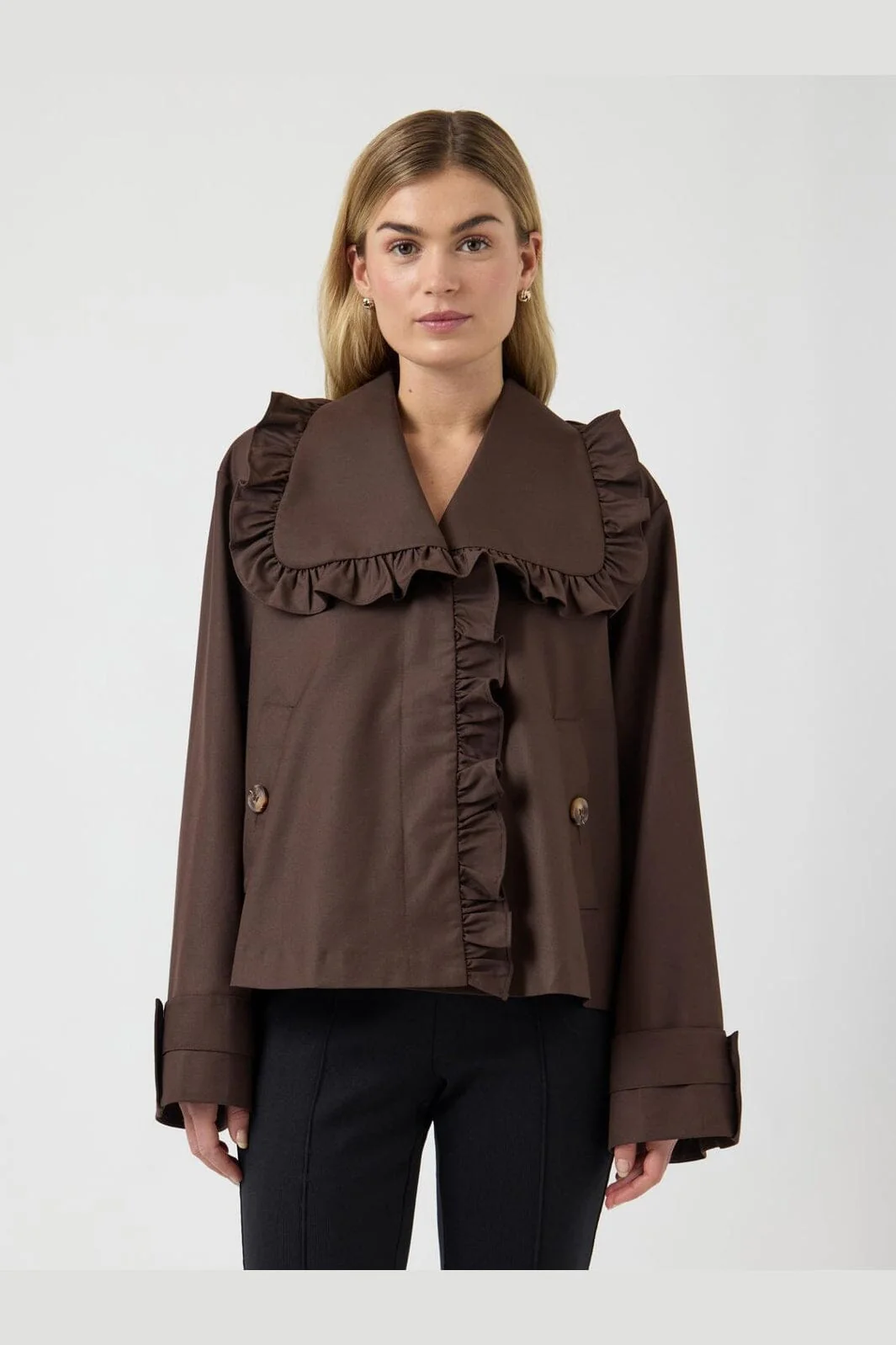 YAS - Yaselsana Ls Short Trenchcoat - 5100176 Chocolate Brown - Image 2