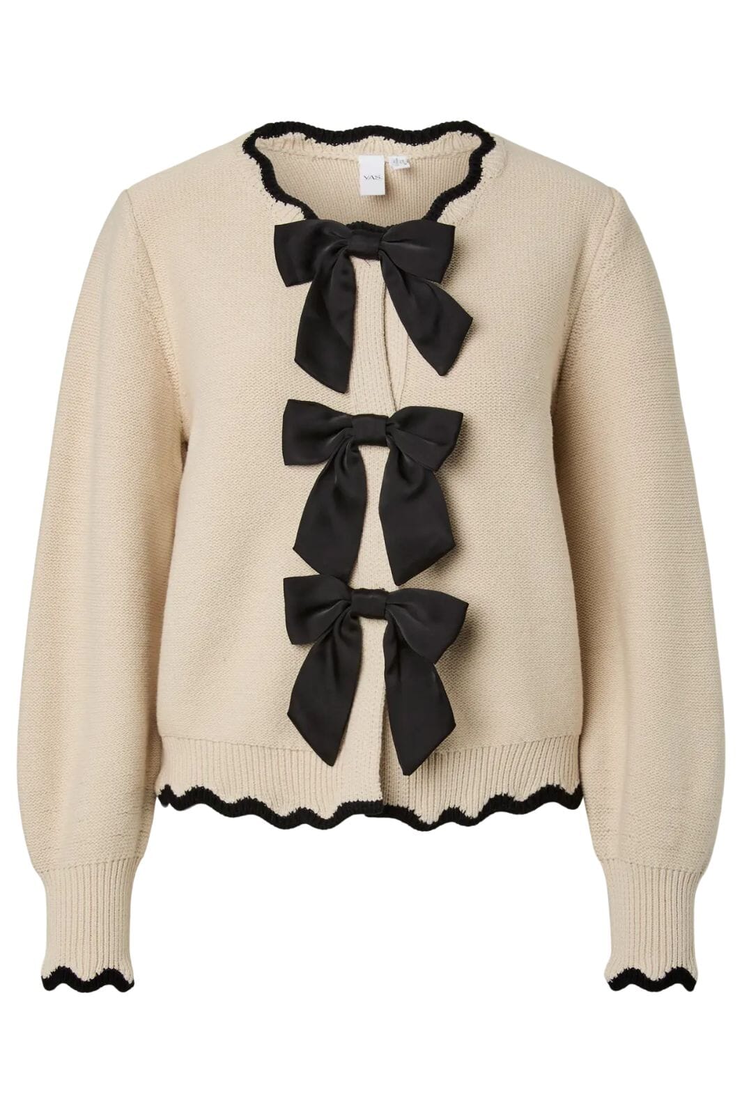 YAS - Yaslelu Ls Bow Knit Cardigan - 5102378 Birch