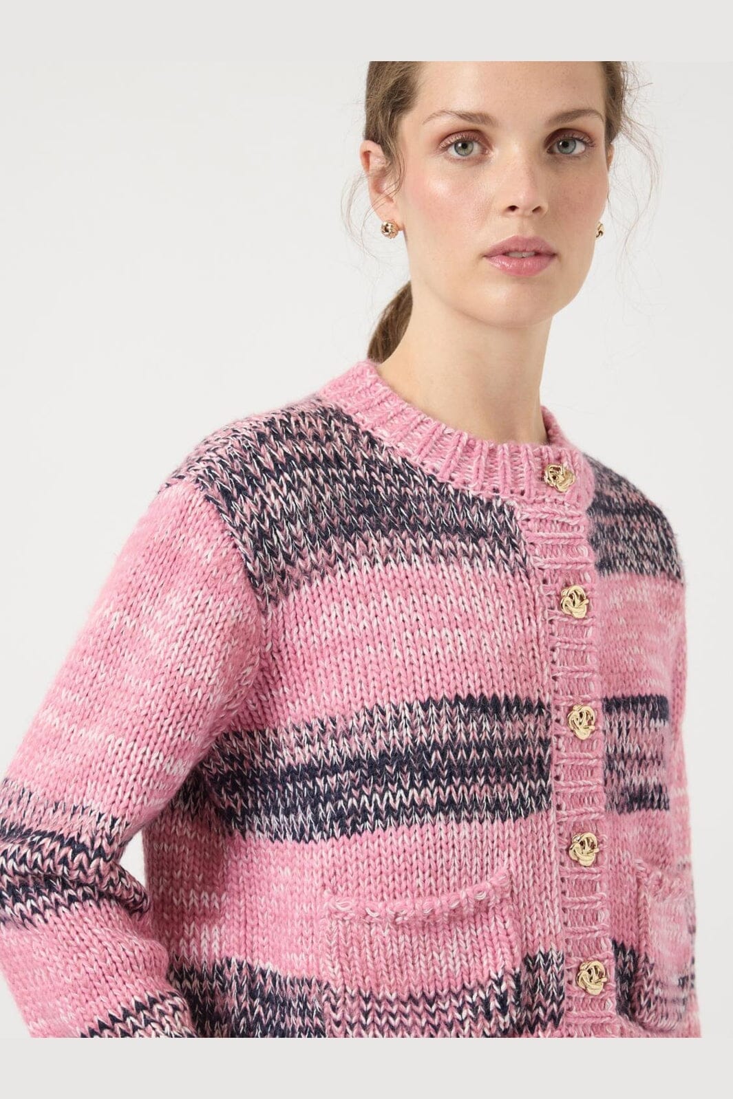 YAS - Yasmayla Ls Knit Cardigan - 4946183 Moonlite Mauve Mayla Stripes - Image 6